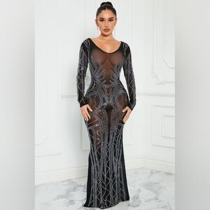 New Fashion Nova Elena Embellished Maxi Dress (XL)